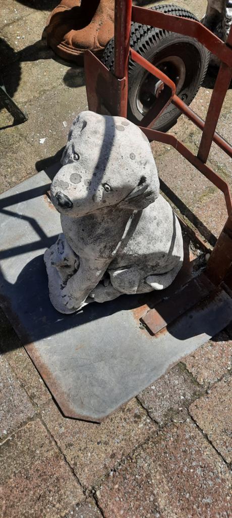 Betonnen Tuinbeeld Hond met Puppy - Vintage Decoratie, Ophalen of Verzenden, Gebruikt