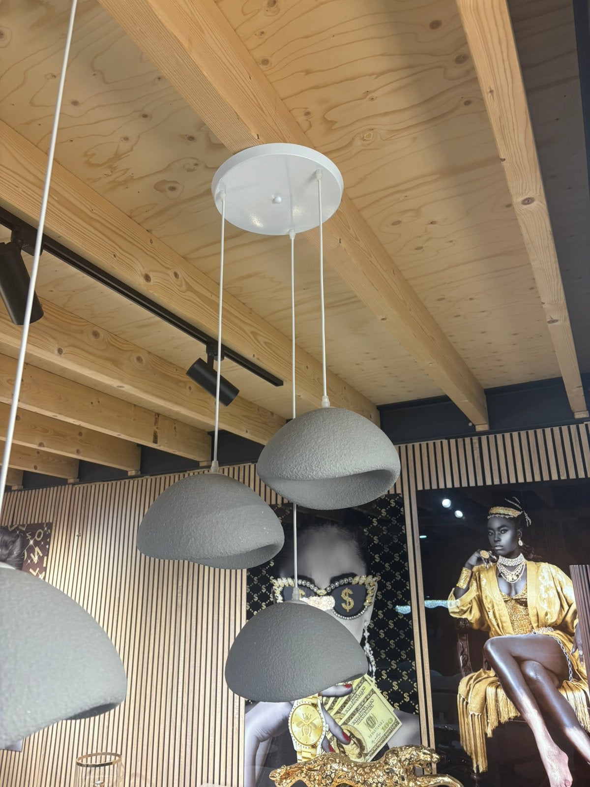 NEW 3 lichts wabi sabi hanglamp lampen rond plaat wit, Overige materialen, Nieuw, Wabi sabi, E27 (groot)