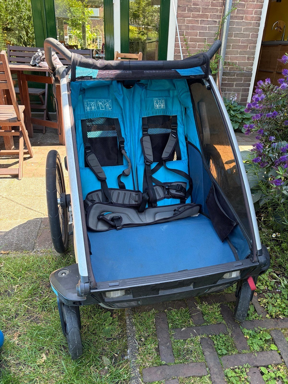 Thule Chariot Cross 2 Blue fietskar, Ophalen, Gebruikt, Vering, Thule Chariot