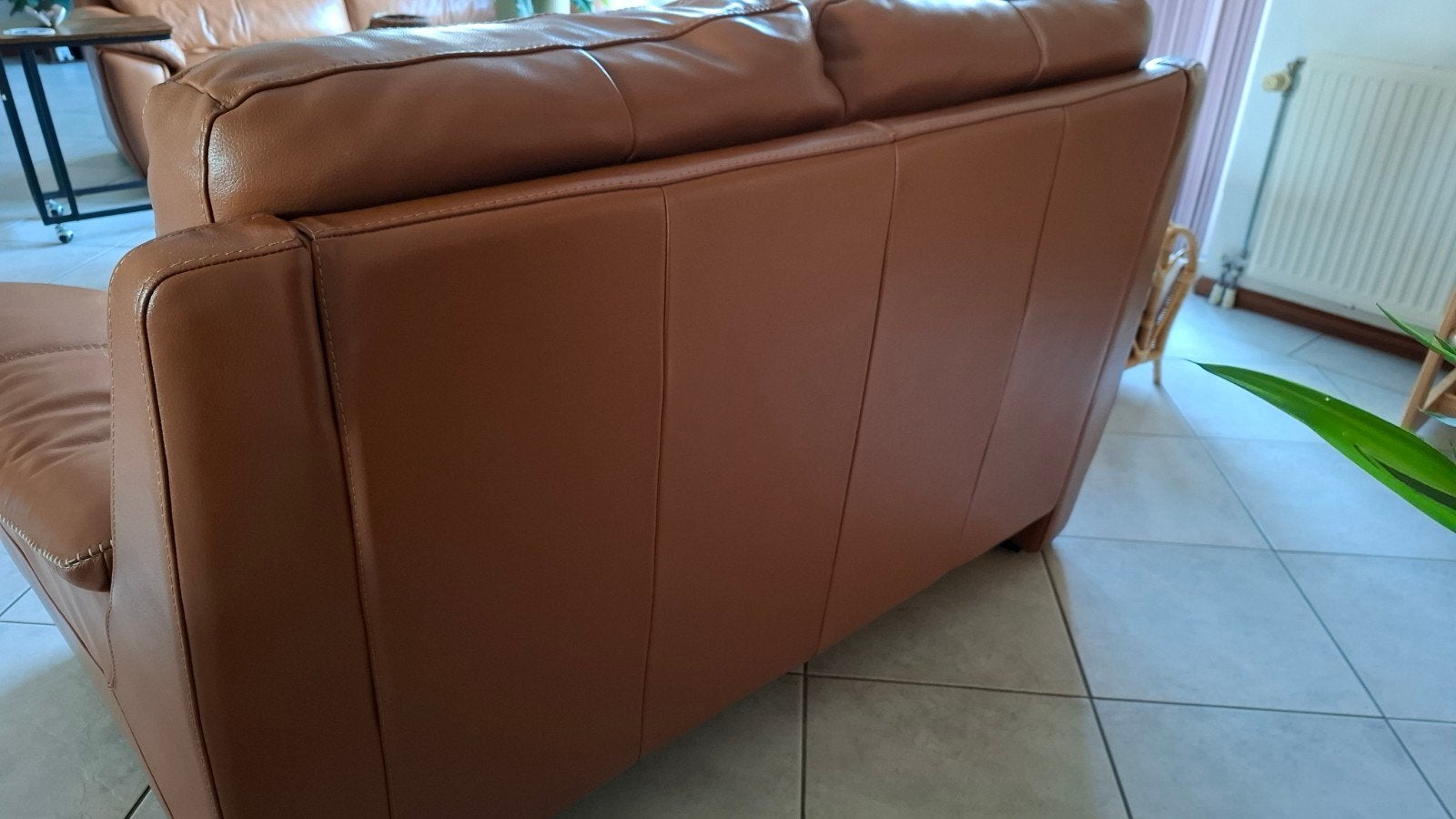 2 zits leren bank, Ophalen, Gebruikt, Rechthoekig, 125 cm of meer