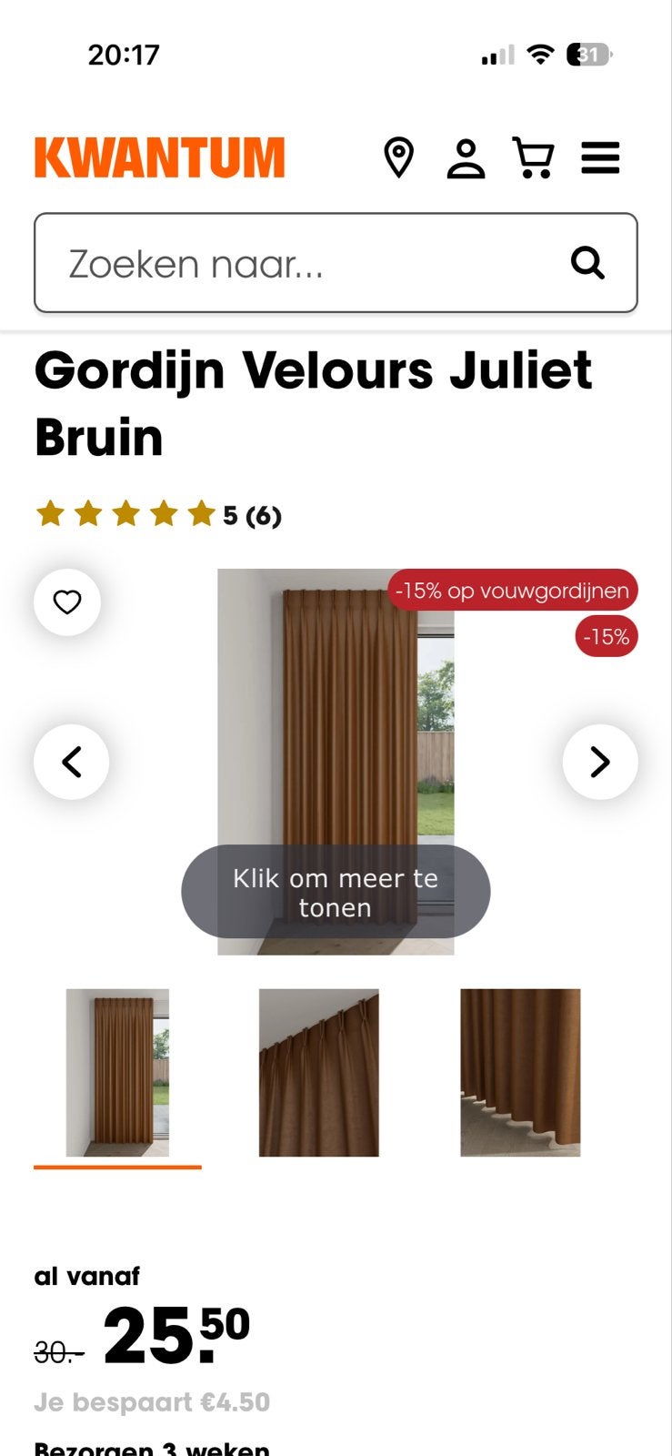 Gordijnen: Velours Bruin & Bloemenprint Wit (2 sets), Ophalen, Gebruikt, Kwantum, Bruin