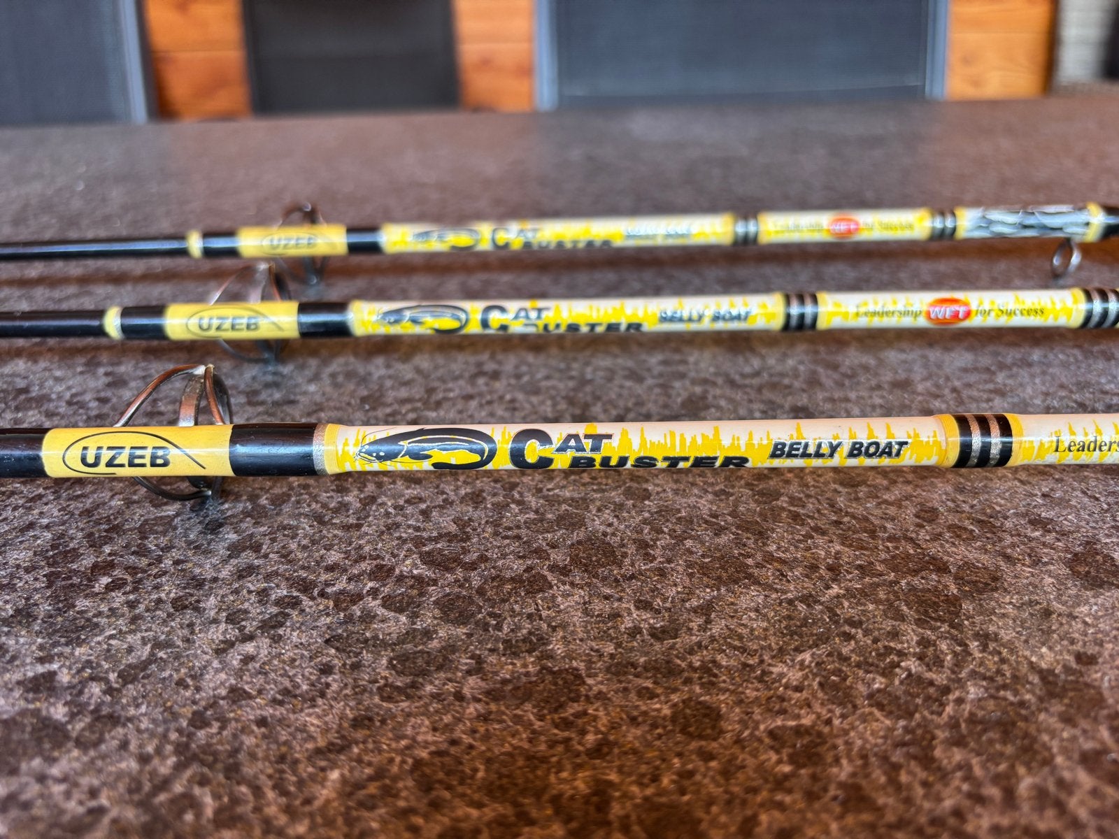 WFT Cat Buster Belly Boat Hengels (3 stuks), Watersport en Boten, Ophalen of Verzenden, Gebruikt, Werphengel