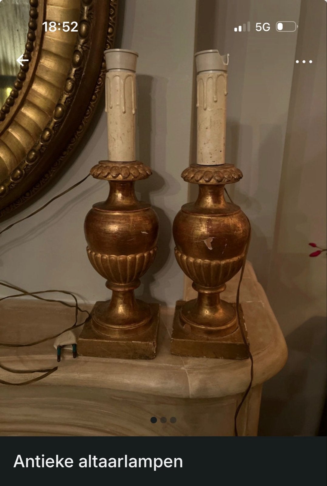 Antieke Altaarlampen - Set van 2, Ophalen of Verzenden
