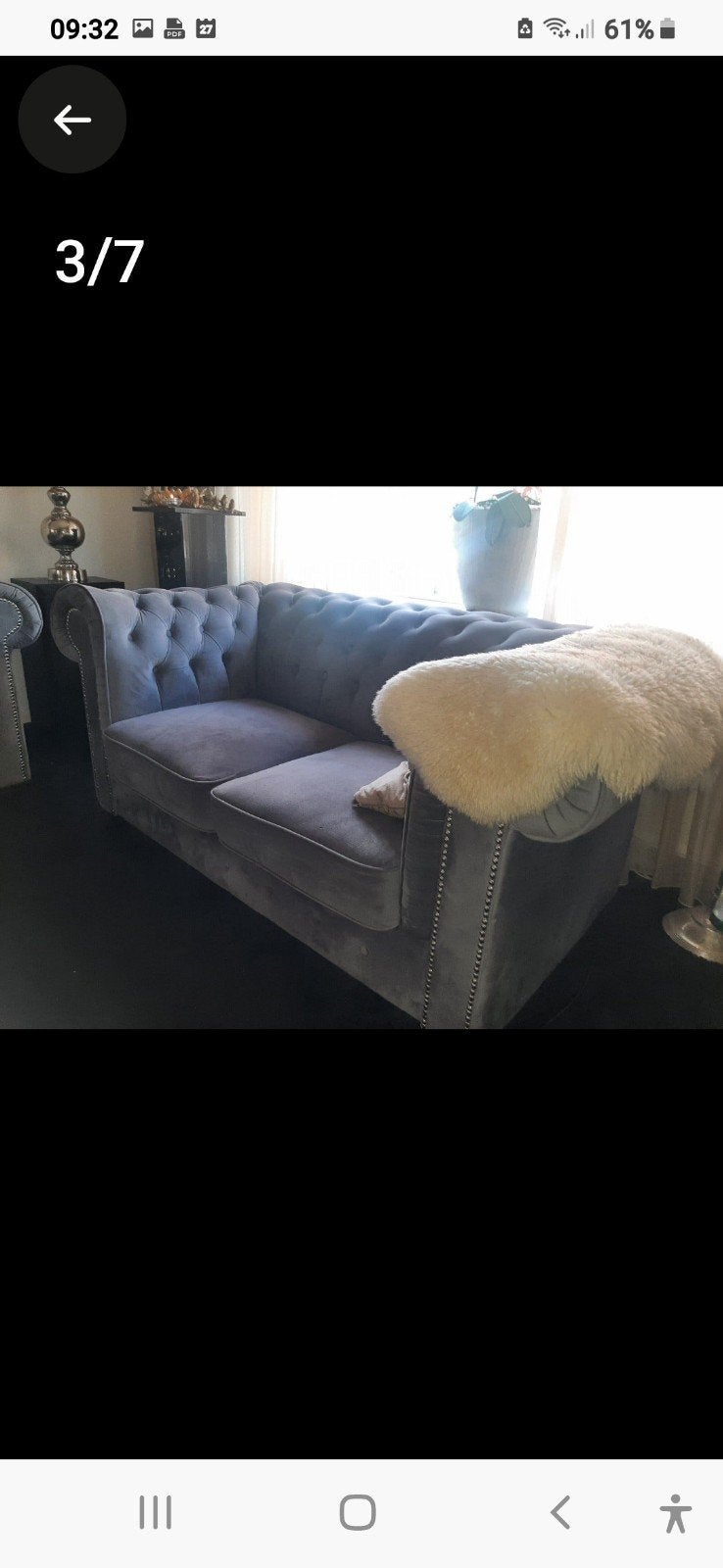 prachtige Chesterfield 3+2 Velvet Antraciet, Ophalen of Verzenden, Zo goed als nieuw