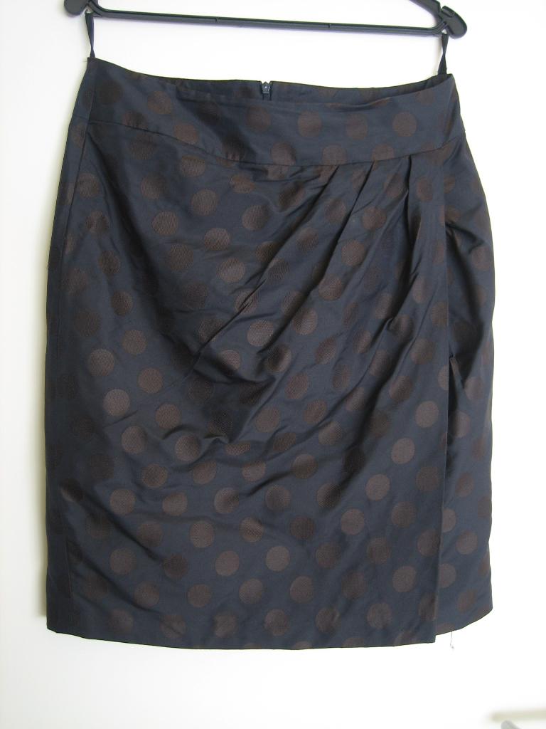 Chique blauwe rok met bruine polkadots FAR HILLS 40 snazzeys, Kleding | Dames, Rokken, Maat 38/40 (M), Nieuw, Far Hills, Onder de knie