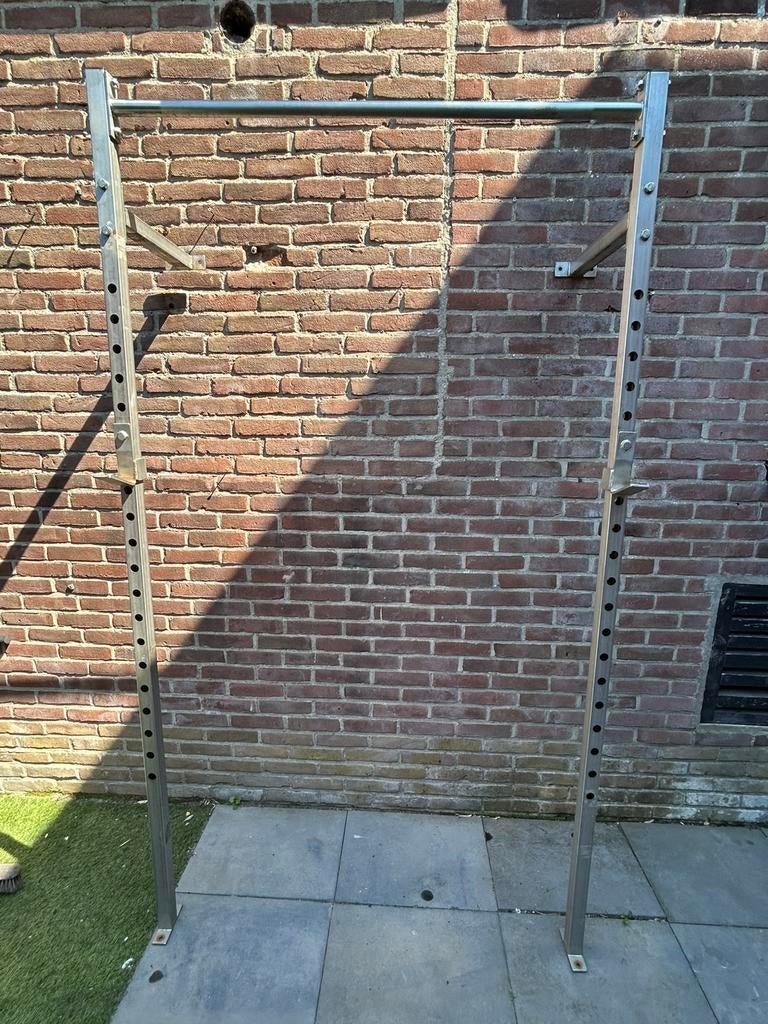 RVS rekstok / verstelbaar squatrek/ bench, Ophalen, Zo goed als nieuw