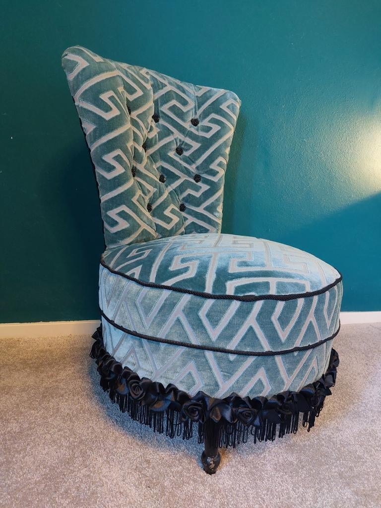 Boudoir Opmaak Stoel - Opnieuw Gestoffeerd, Huis en Inrichting, Stoelen, Gebruikt, Overige kleuren, Ophalen of Verzenden, Boudoir