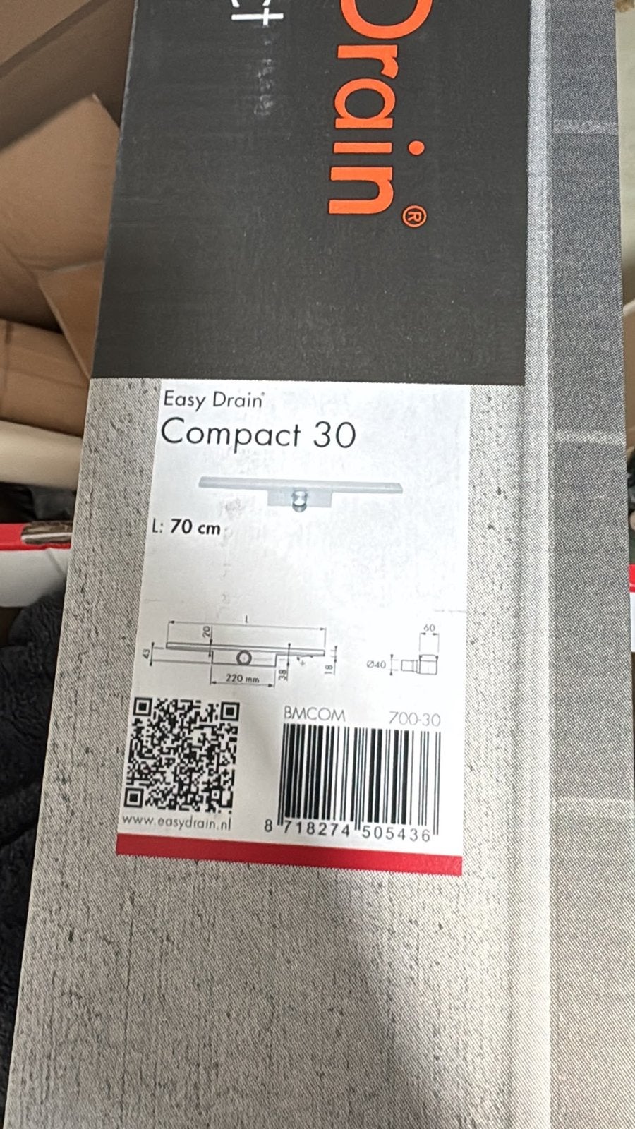 Easy Drain Compact 30 Douchegoot - 70 cm, Ophalen of Verzenden, Nieuw, Met douche