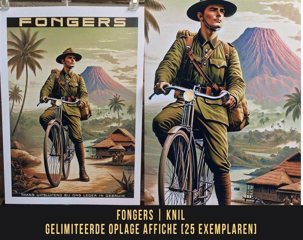Uniek FONGERS Fiets Reclame KNIL Leger Affiche Poster, Verzenden, Landmacht, Nederland, Foto of Poster