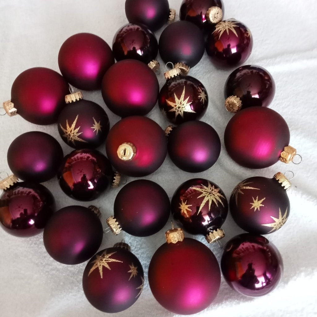 kerstballen donker rood van glas, Ophalen, Gebruikt