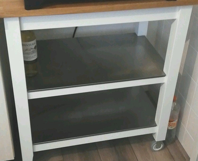 Witte Keukentrolley met Houten Blad, Ophalen, Gebruikt, Hout, Keukentrolley