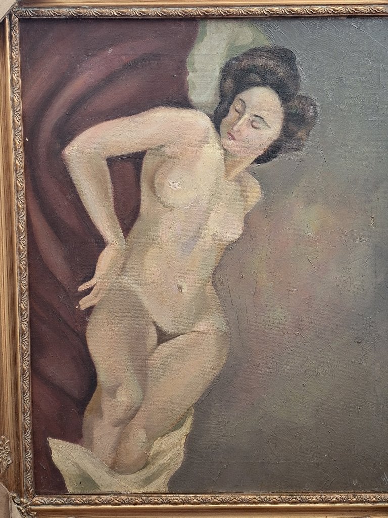 Schilderij, Doek, Portret of Personen, Ophalen of Verzenden, Bijzondere lijst