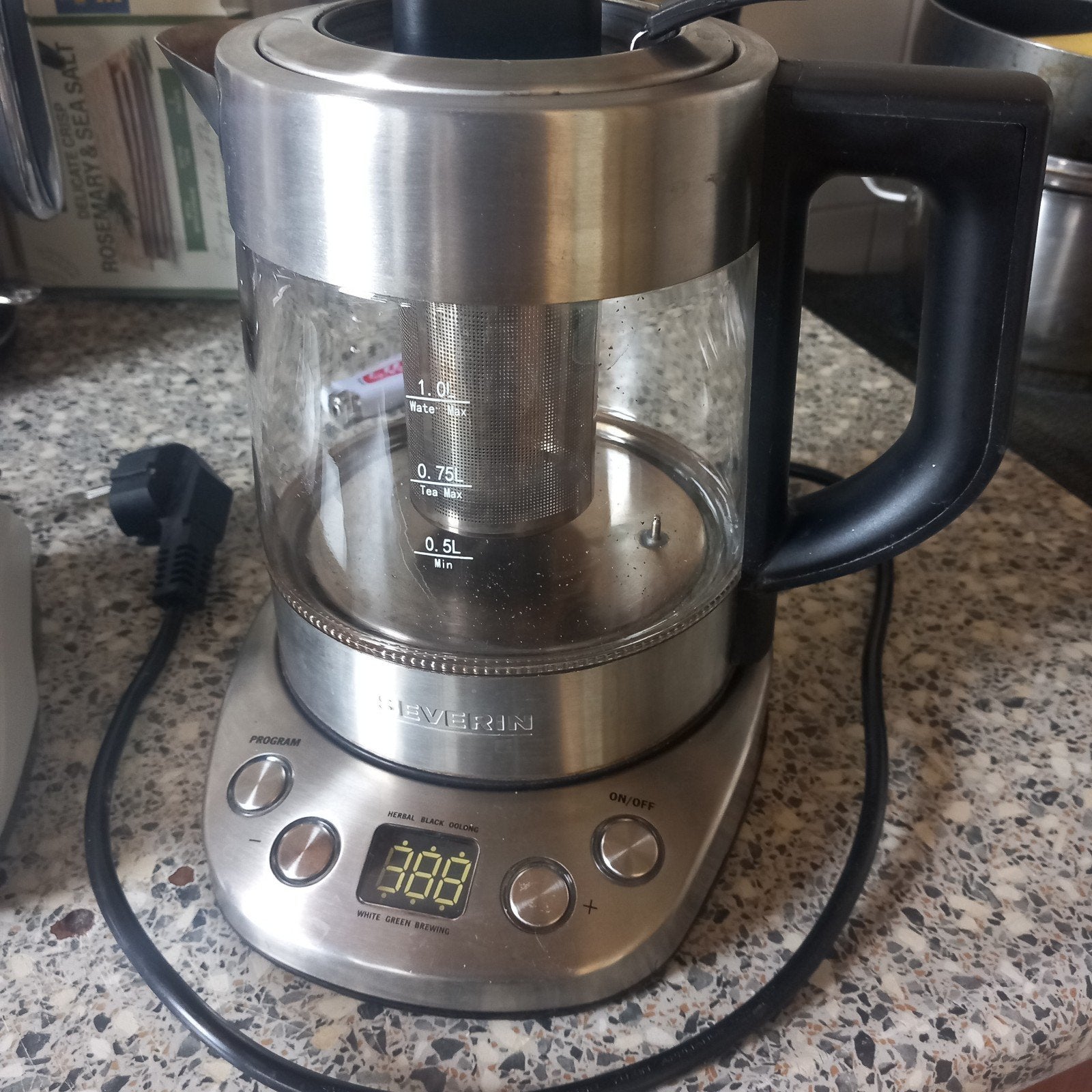 Severin Waterkoker met theefilter en temperatuurregeling, 1 tot 2 liter, Ophalen of Verzenden, Gebruikt, Rvs