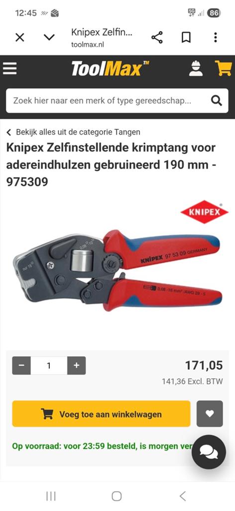 NIEUW KNIPEX ADEREINDHULSTANG 97 53 09, Ophalen of Verzenden, Nieuw