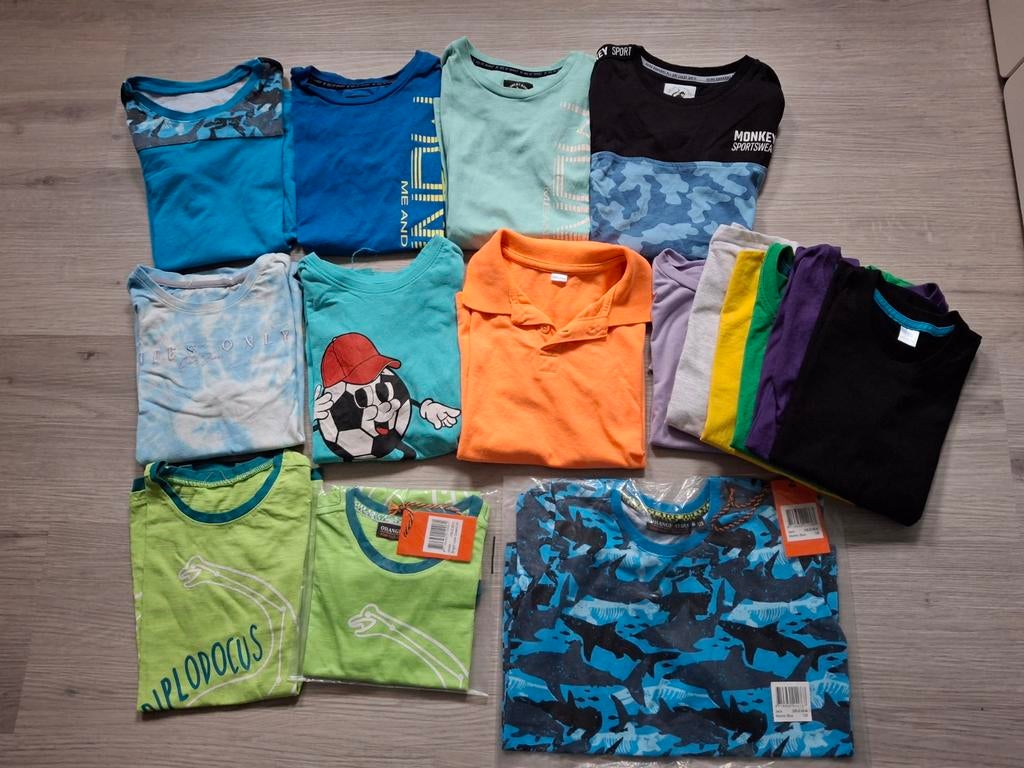 16x t-shirts - Jongens 128 oa me and my monkey en orange sta, Gebruikt, Shirt of Longsleeve, Jongen, Diverse merken