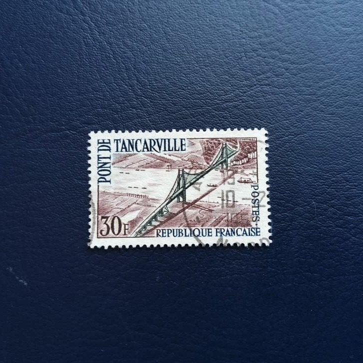 Frankrijk postzegel Pont de Tancarville 30F gestempeld, Ophalen of Verzenden, Gestempeld