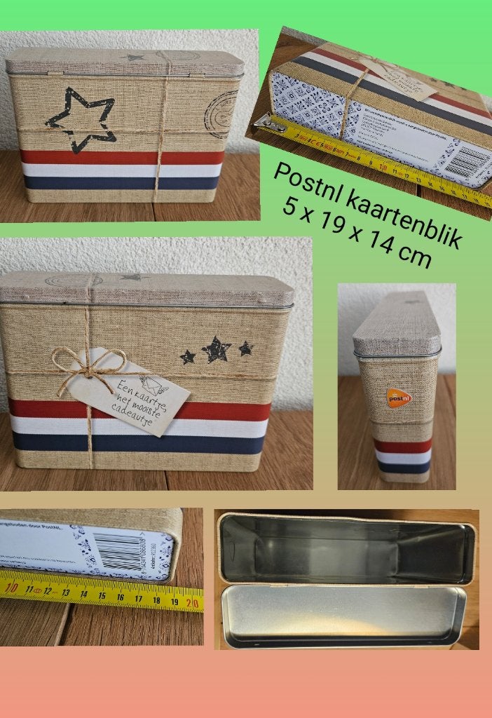 Kaarten/postzegel Postnl blik 5x19x14cm fraaie retro vintage, Verzamelen, Ophalen of Verzenden, Nieuw, Overige, Overige merken