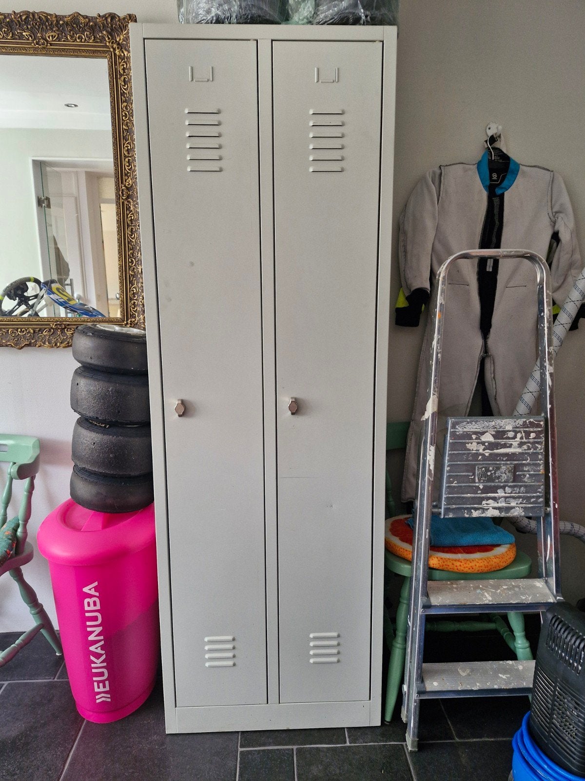 Metalen locker/kledingkast met 2 deuren en roede, Huis en Inrichting, Ophalen, Met deur(en), Gebruikt, 50 tot 100 cm