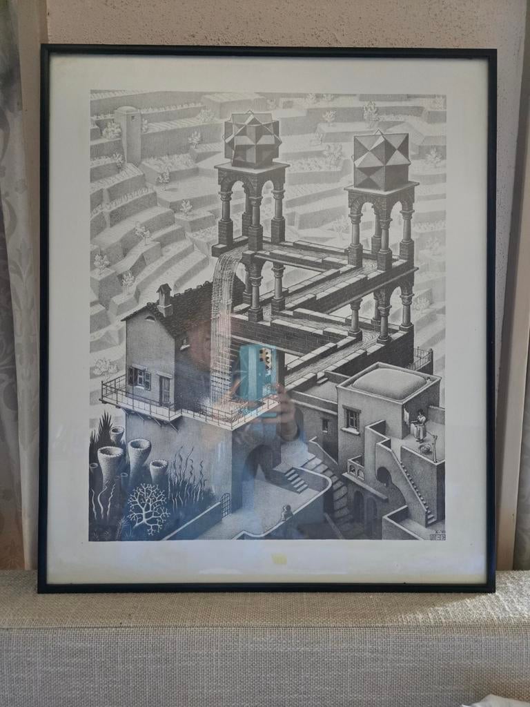 M.C. Escher - Waterval - Ingelijste Print, Ophalen of Verzenden