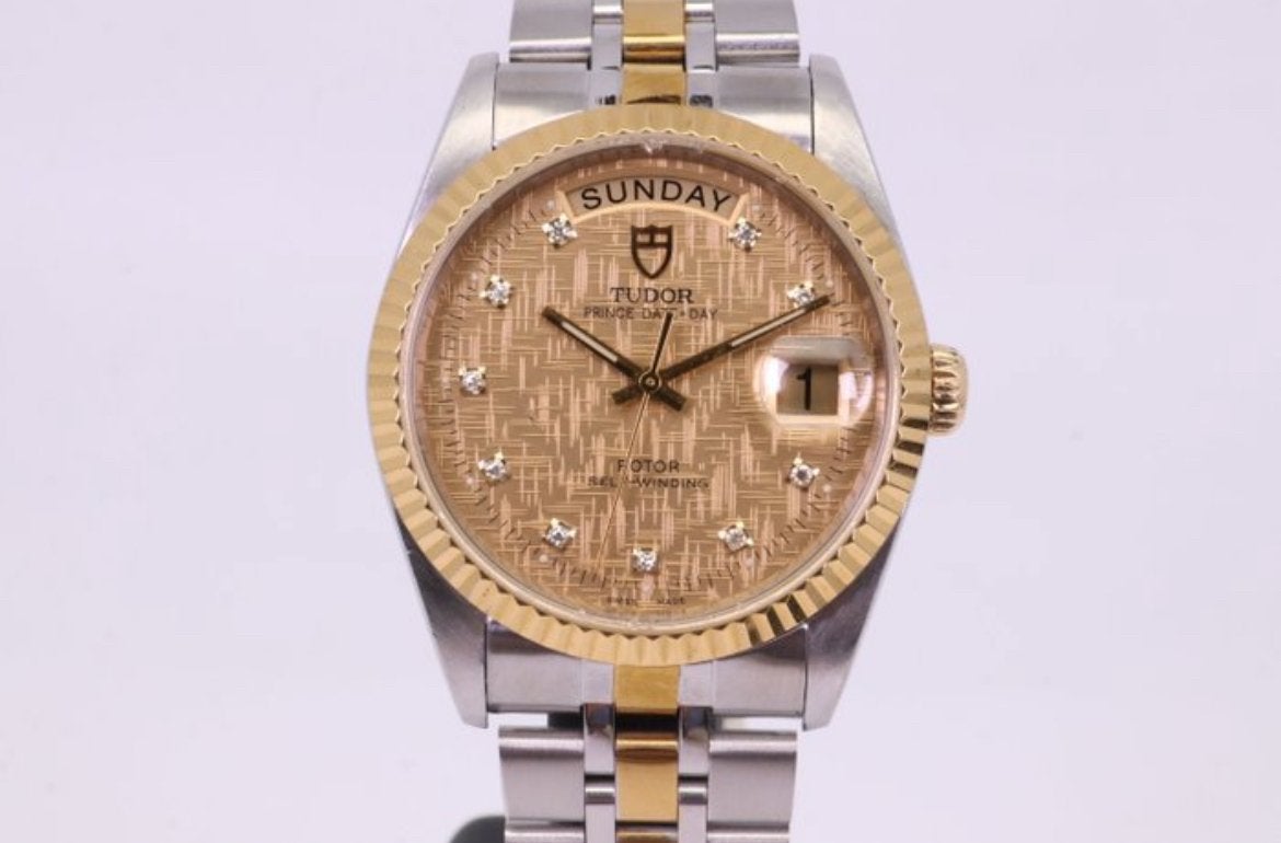 Tudor Prince Date + Day 76213 – Linen Dial – Diamant – 36mm, Staal, Polshorloge, Zo goed als nieuw, Ophalen