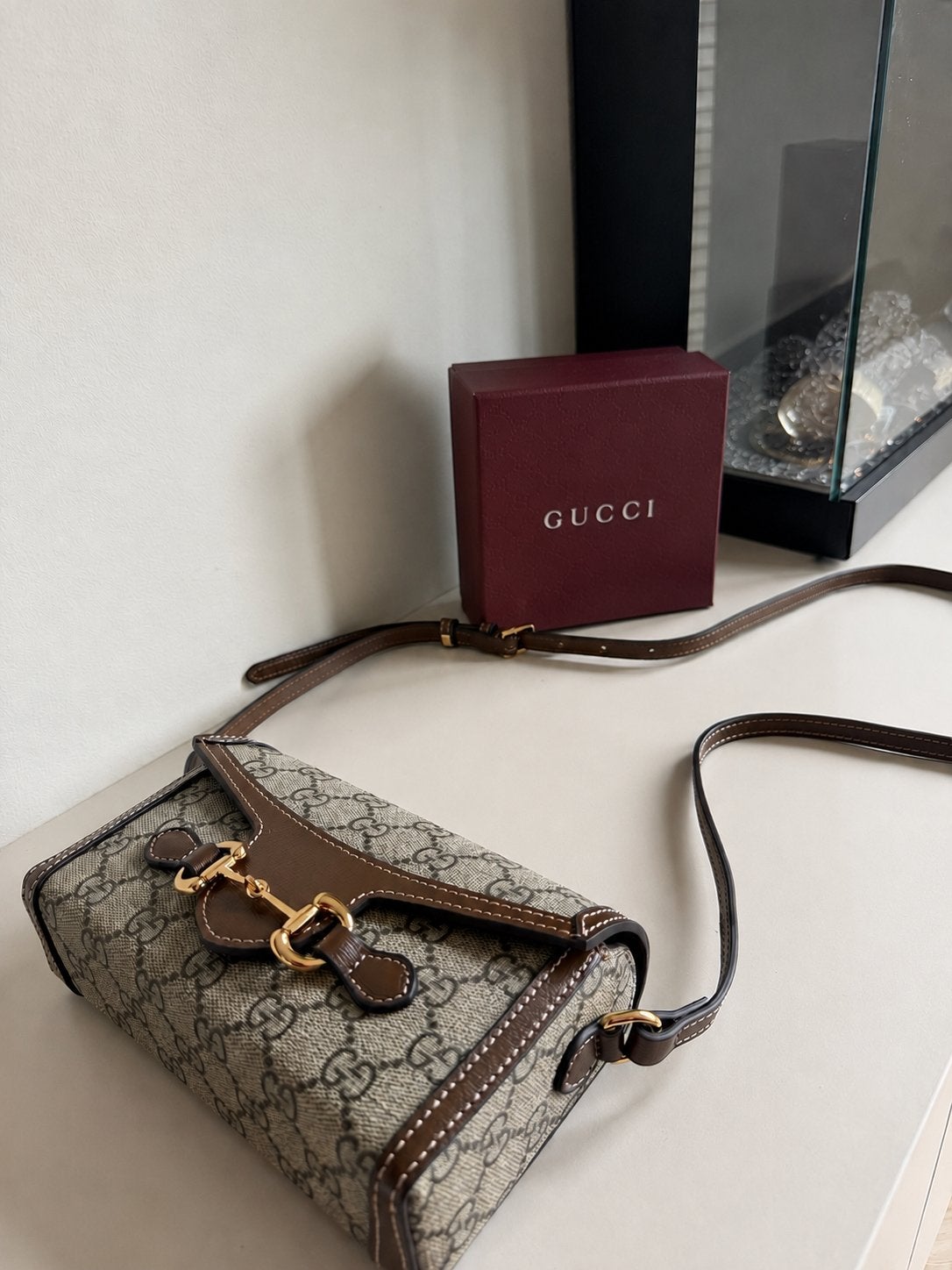 Gucci Horsebit 1955 Mini Bag Tas, Ophalen of Verzenden, Zo goed als nieuw, Bruin