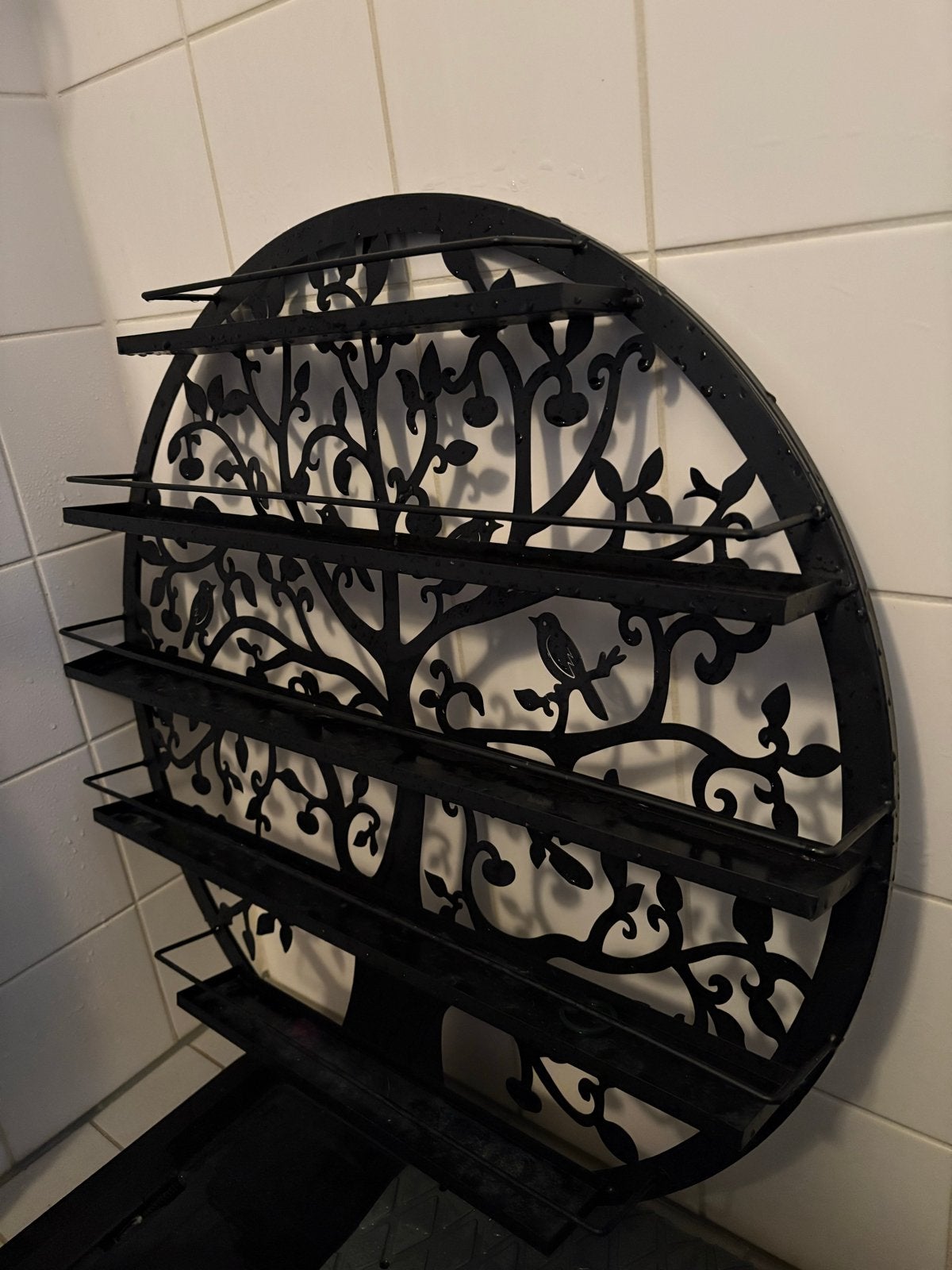 Metalen wanddecoratie/rek 'Levensboom' (60 cm), Ophalen of Verzenden, Gebruikt, Zwart, Metaal