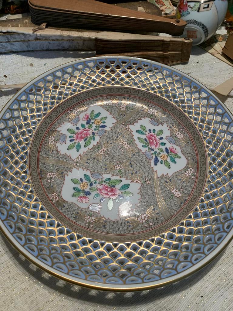 Herend Wandbord famille Rose - chinese decoratie, Ophalen of Verzenden