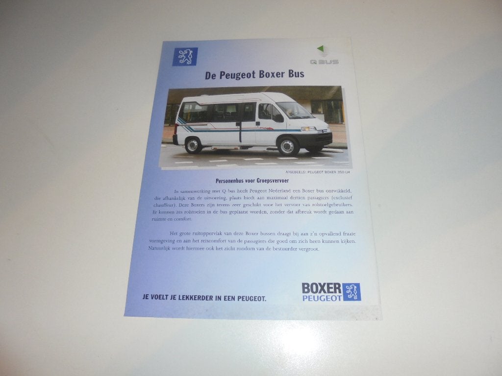 leaflet Peugeot Boxer Q Bus, Ophalen of Verzenden, Nieuw, Peugeot