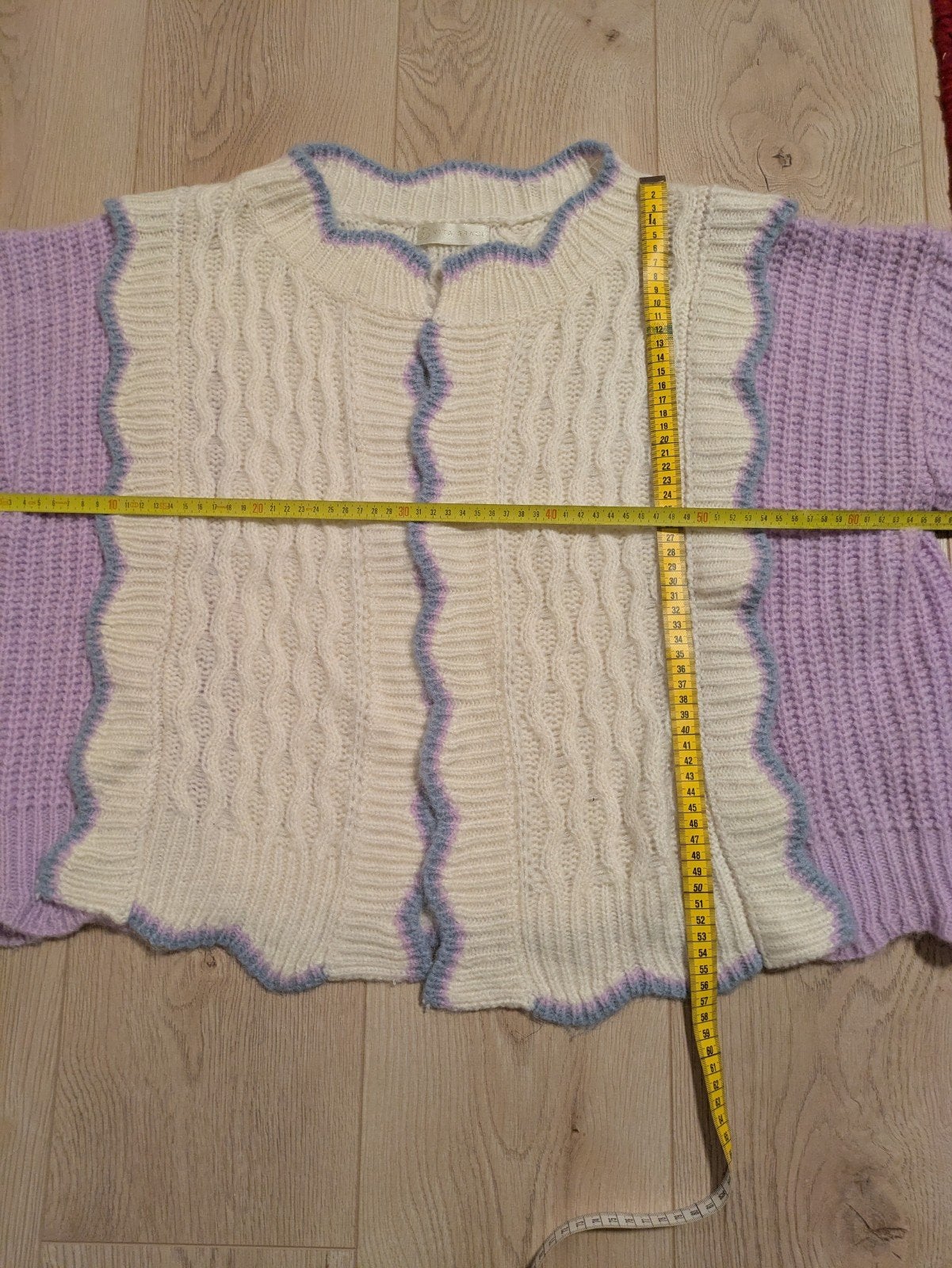 Vita Grace Gebreid vest met golvende randen, Maat 38/40 (M), Vita Grace, Beige, Ophalen of Verzenden