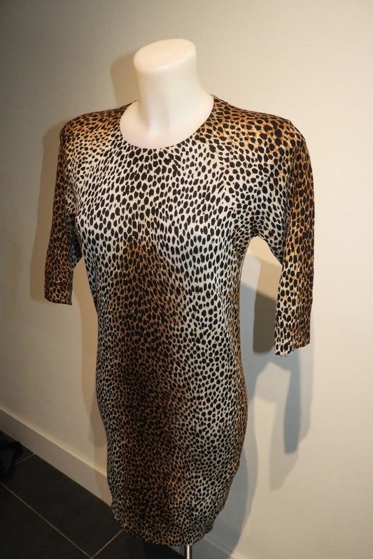 Dolce & Gabbana jurk jaguar leopard print fijn breisel It 44, Maat 38/40 (M), Dolce & Gabbana, Bruin, Verzenden