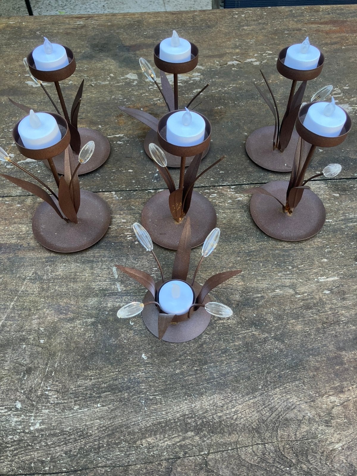 Kandelaars met lichtjes, Ophalen, Gebruikt, Bruin, 14 cm