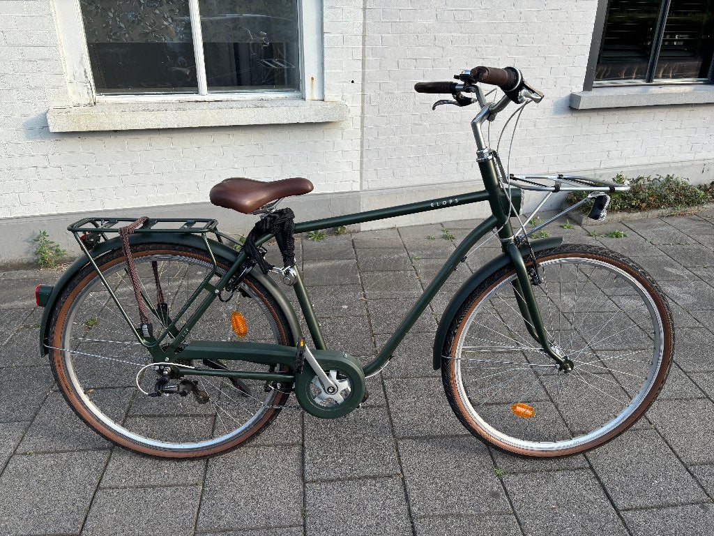 Decathlon Elops 520 City Bike — Green (L/XL), Gebruikt, Velgrem, Versnellingen, 57 tot 61 cm