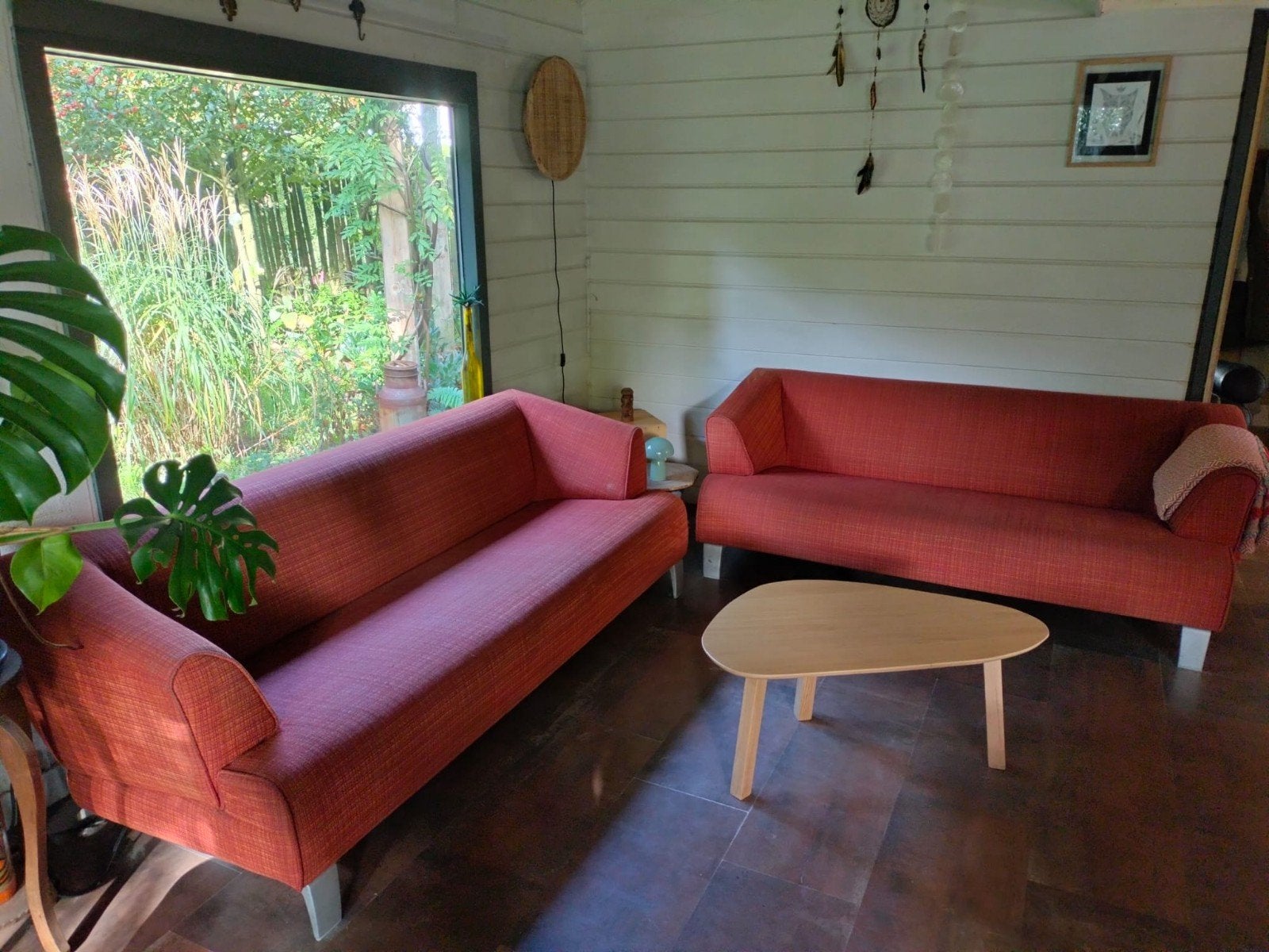 Set van 2 Rolf Benz design banken - Oranje/Terracotta, Ophalen of Verzenden, 75 tot 100 cm, 200 tot 250 cm