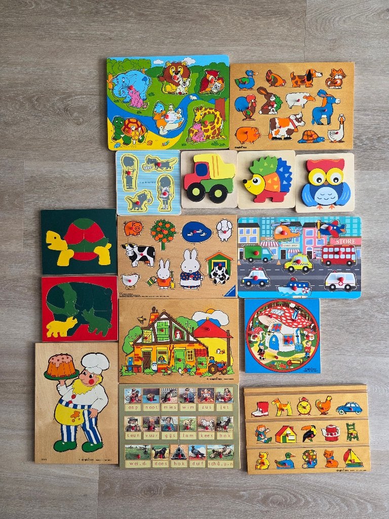 houten puzzels, Ophalen, 10 tot 50 stukjes, Gebruikt, 6 maanden tot 2 jaar