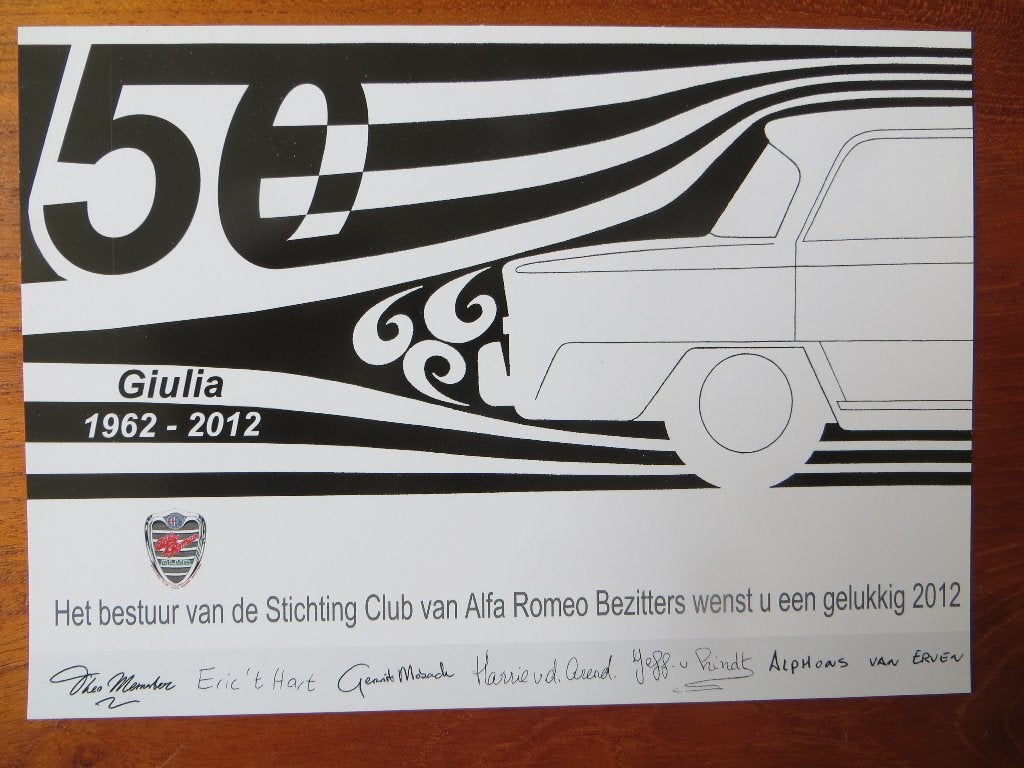 Nieuwjaarskaart SCARB (St. Club Alfa R Bezitters) Giulia, Ophalen of Verzenden, Nieuw, Alfa Romeo