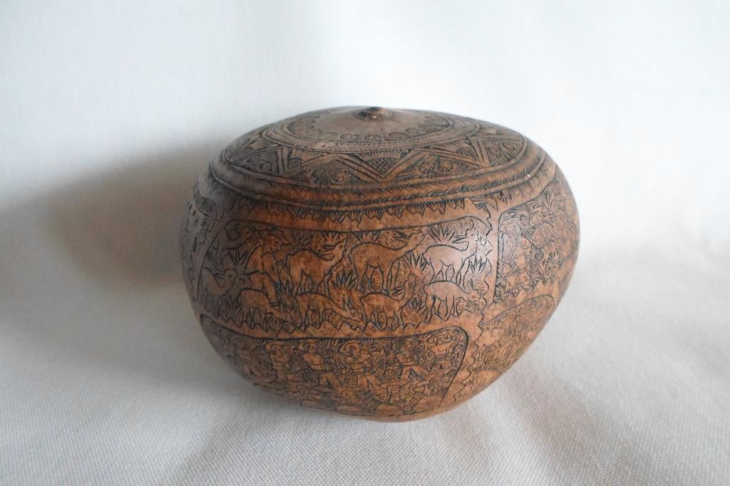 Scrimshaw Kalebas Peru Antiek, Antiek en Kunst, Kunst | Niet-Westerse kunst, Ophalen of Verzenden