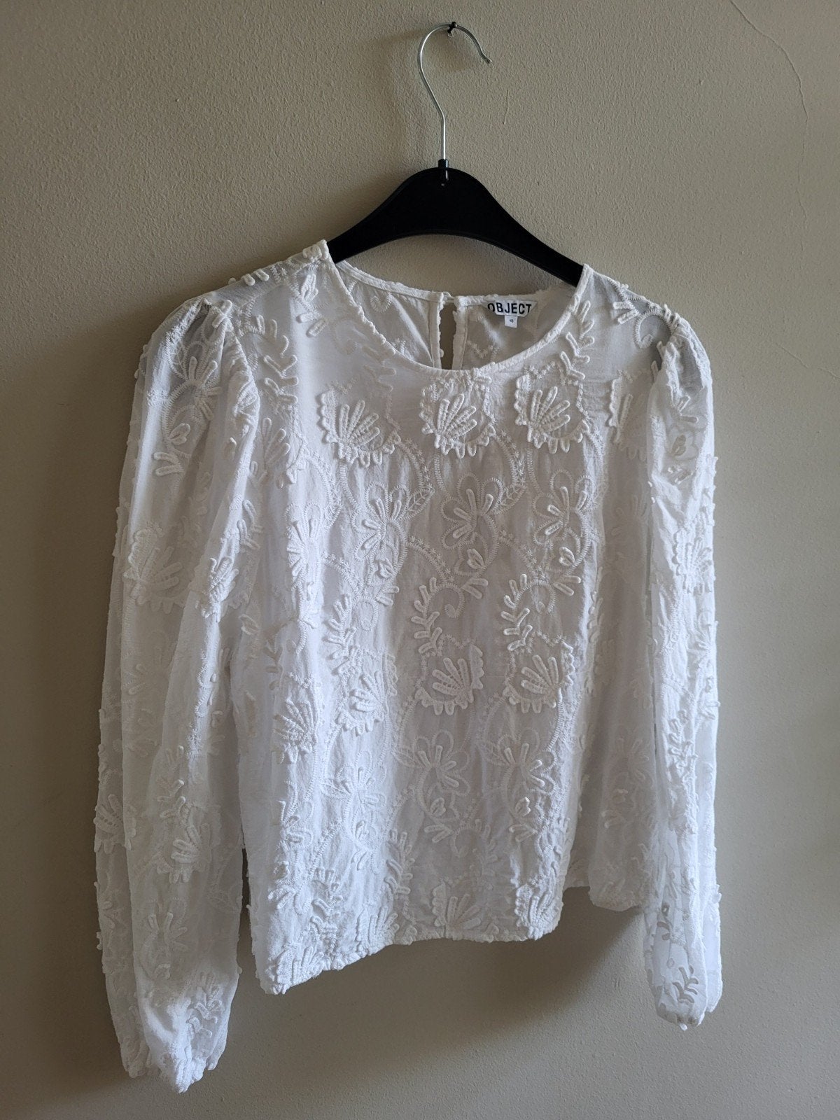 Witte blouse met borduursels van Object, Maat 38/40 (M), Wit, Object, Ophalen of Verzenden