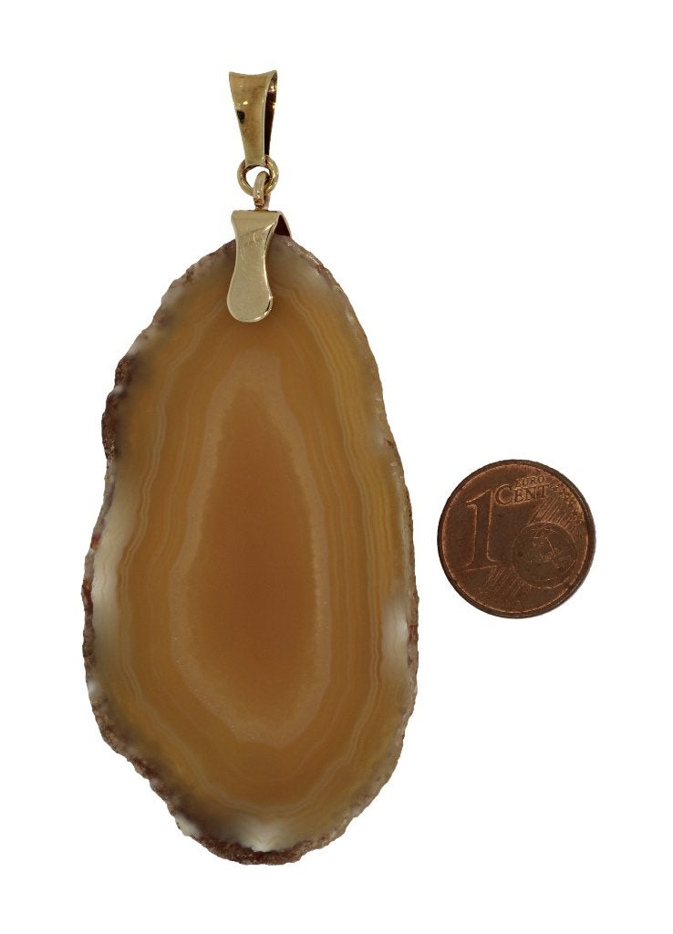 Agaat zeer grote 14k gouden ketting hanger edelsteen dames