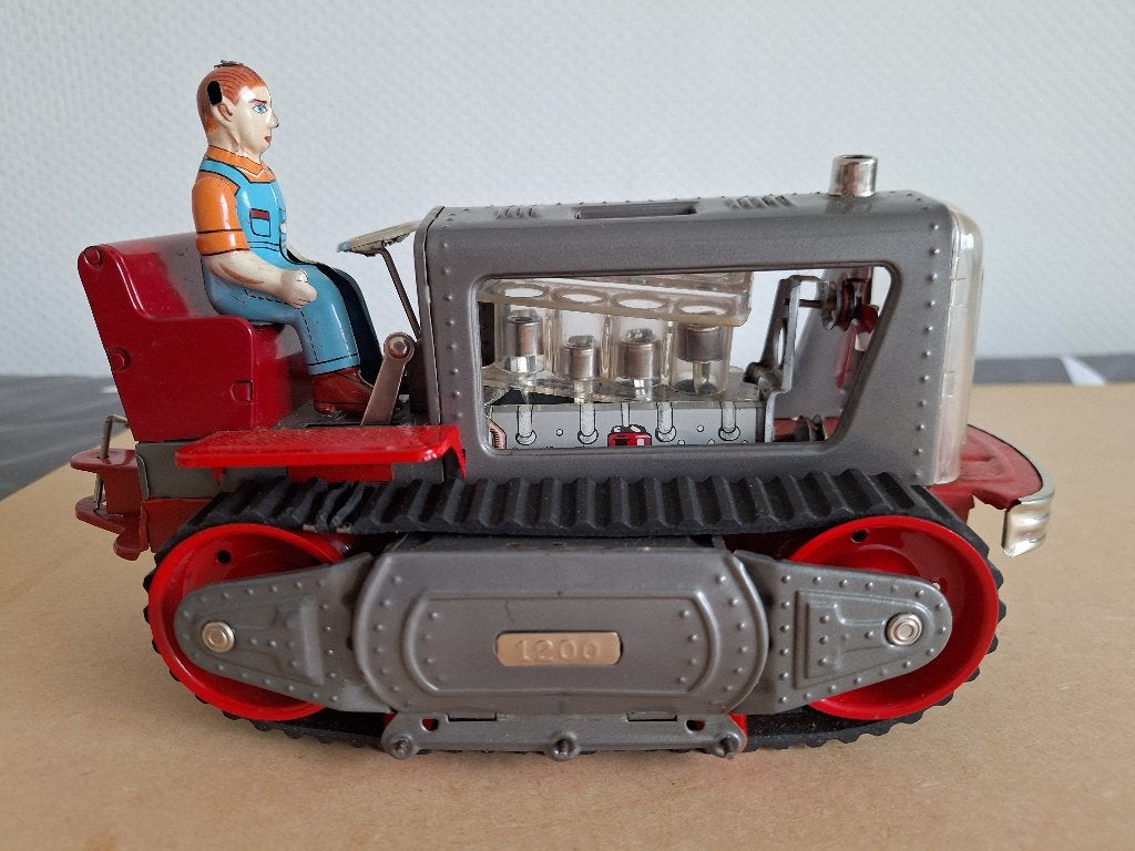 Vintage metalen speelgoed: tractor, watermolen, bus, Ophalen