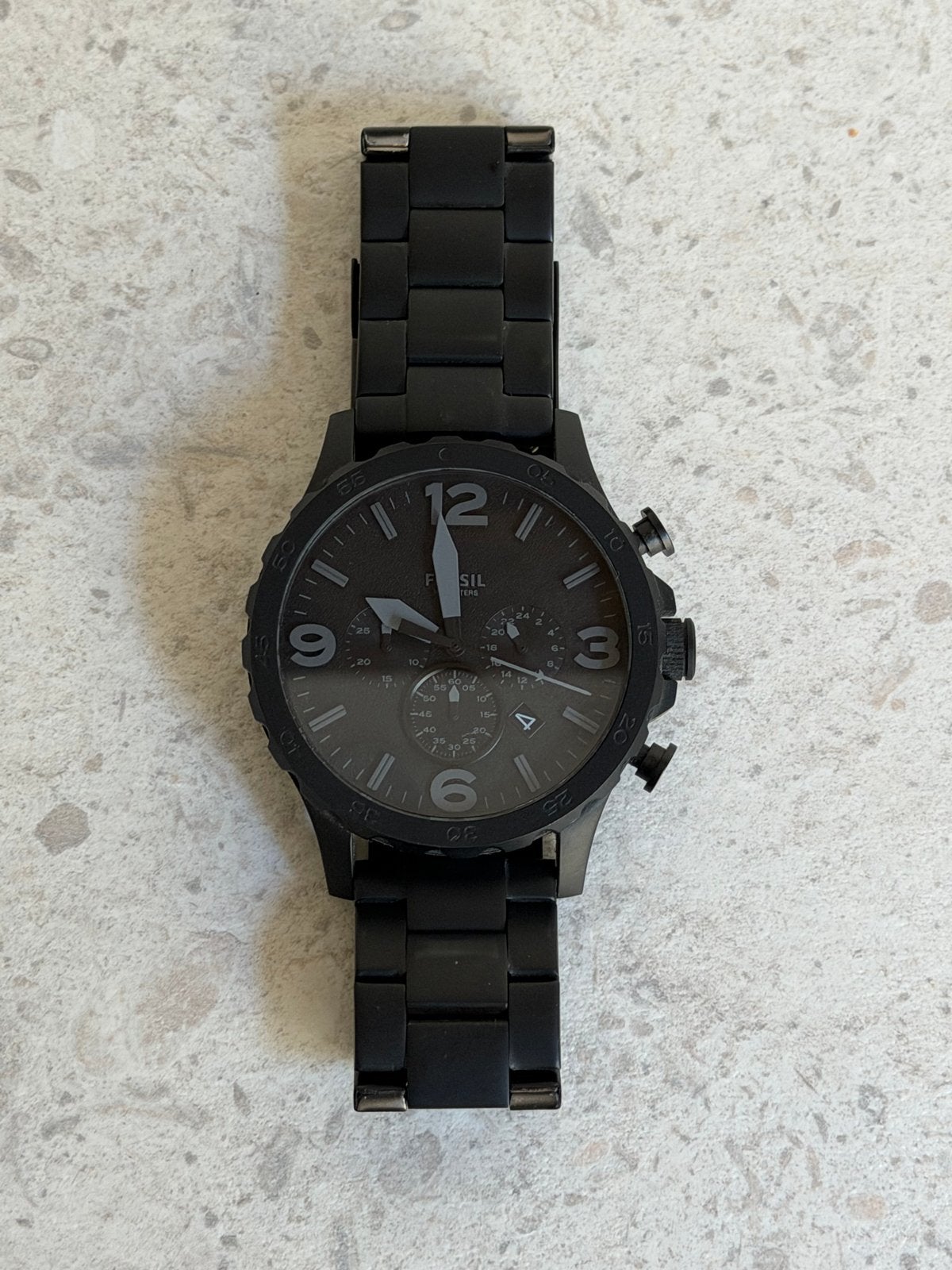 Fossil Nate JR1401 Herenhorloge 50 mm - Zwart, Overige merken, Staal, Verzenden, Polshorloge