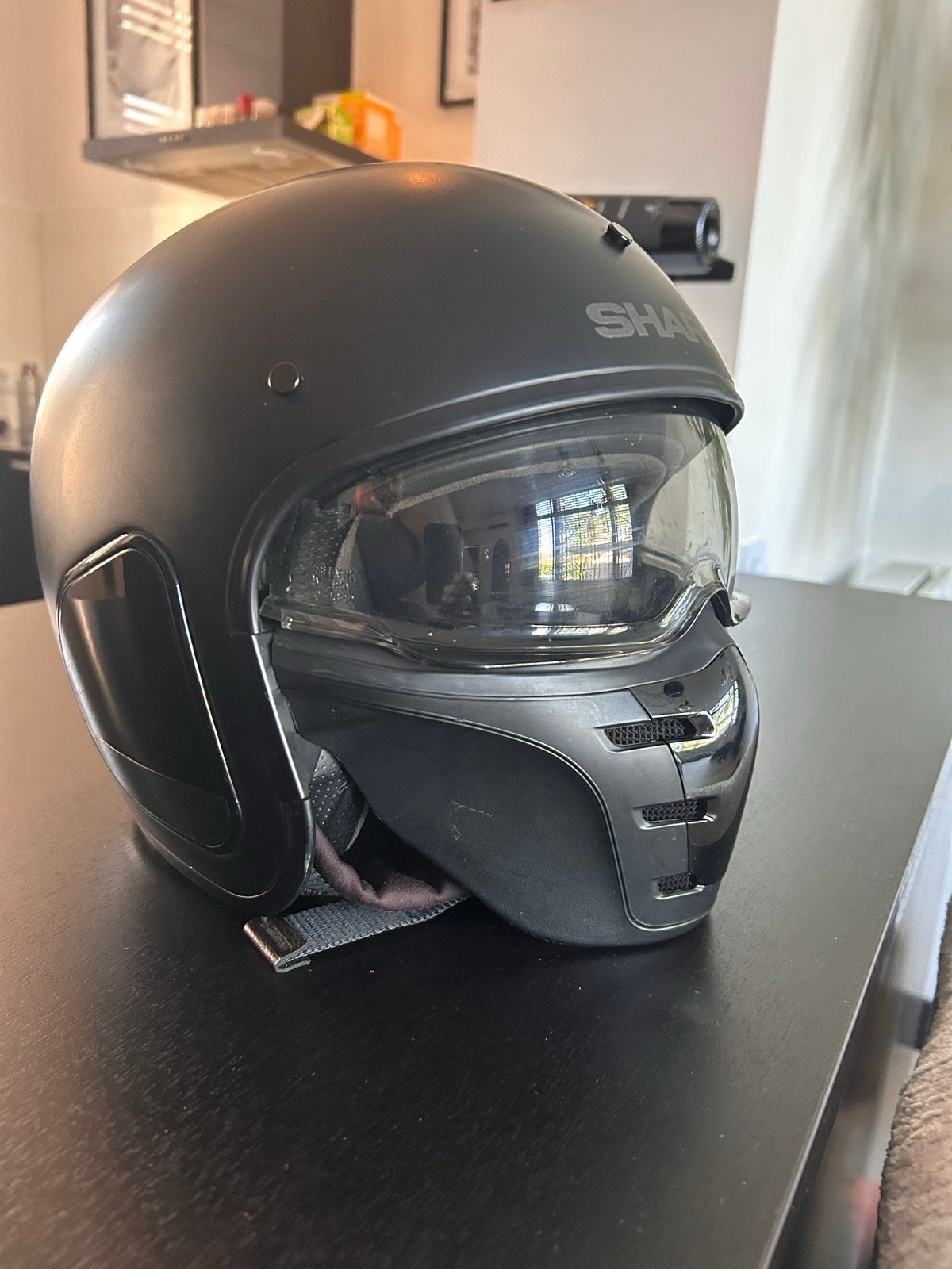 Shark open helm met voorzetstuk maat M, Motoren, M, Jethelm, Shark, Ophalen of Verzenden