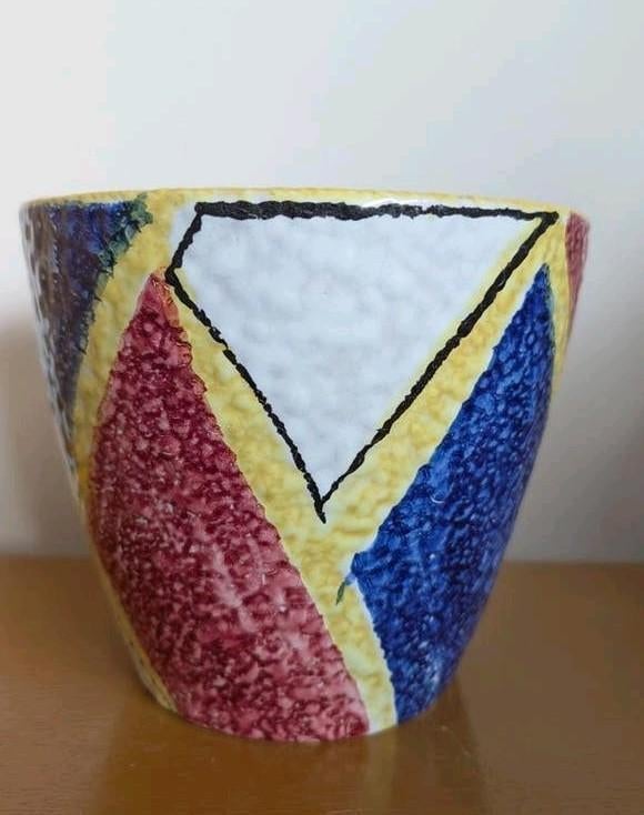 Vintage Italy bloempot, Rond, Ophalen of Verzenden, Aardewerk, Minder dan 40 cm