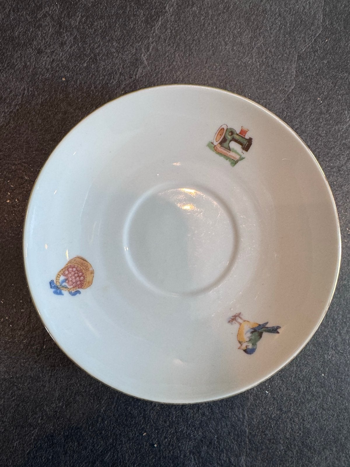 Antiek schoteltje met vogel- en fruitmotief, Ophalen of Verzenden