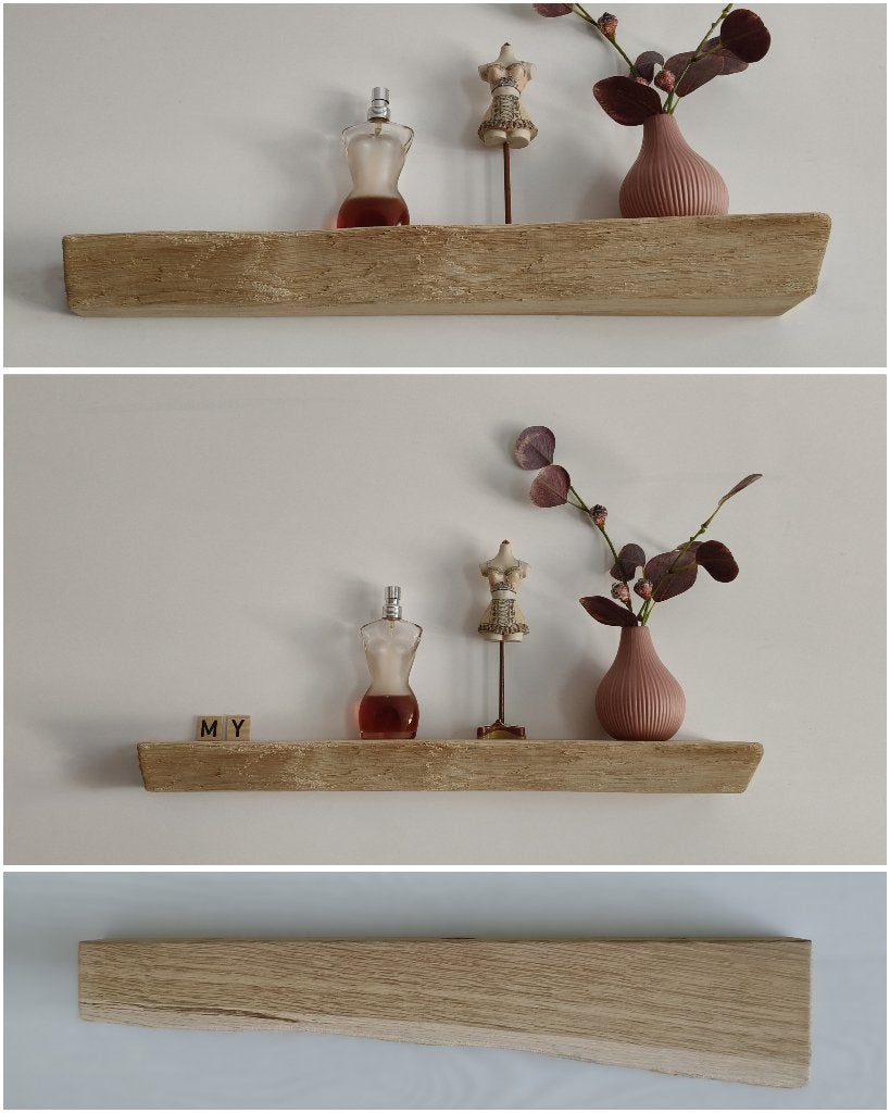 Zwevende eiken wandplank houten decoratie schap 46cm #291, Houtatelier M.Y., Info@myhoutatelier.nl, Nieuw, Ophalen of Verzenden