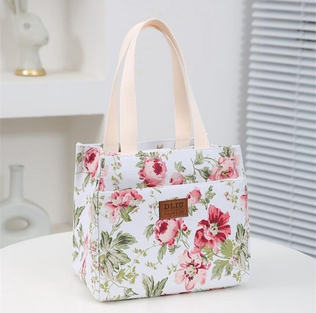 Geïsoleerde Roze Bloemen Koeltas / Lunchtas / Picknicktas, Ophalen of Verzenden, Nieuw, Roze