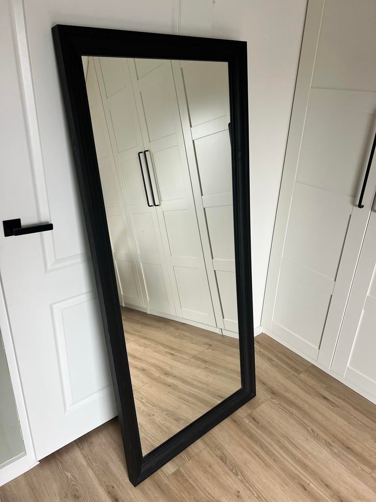 IKEA Toftbyn spiegel 75x165 zwart zo goed als nieuw, Ophalen, Zo goed als nieuw, 150 tot 200 cm, Rechthoekig