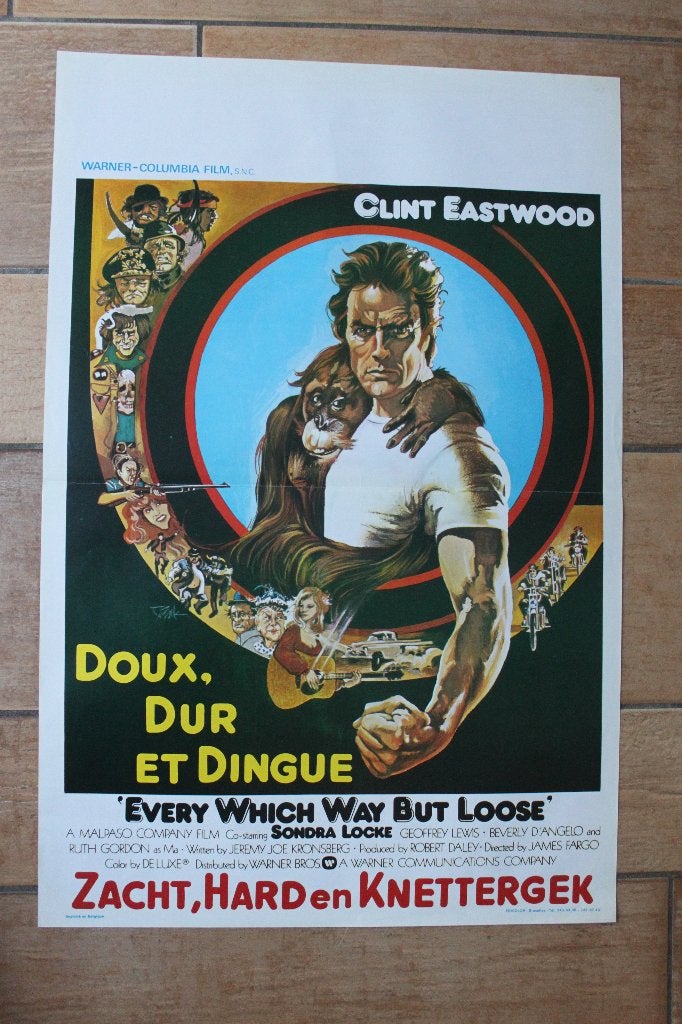 filmaffiche Clint Eastwood Every Which Way But filmposter, Rechthoekig Staand, Ophalen of Verzenden, Zo goed als nieuw, A1 t/m A3
