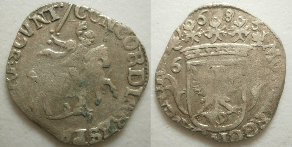 65] Deventer Rijderschelling 1685, Vóór koninkrijk, Zilver, 25 cent, Ophalen of Verzenden