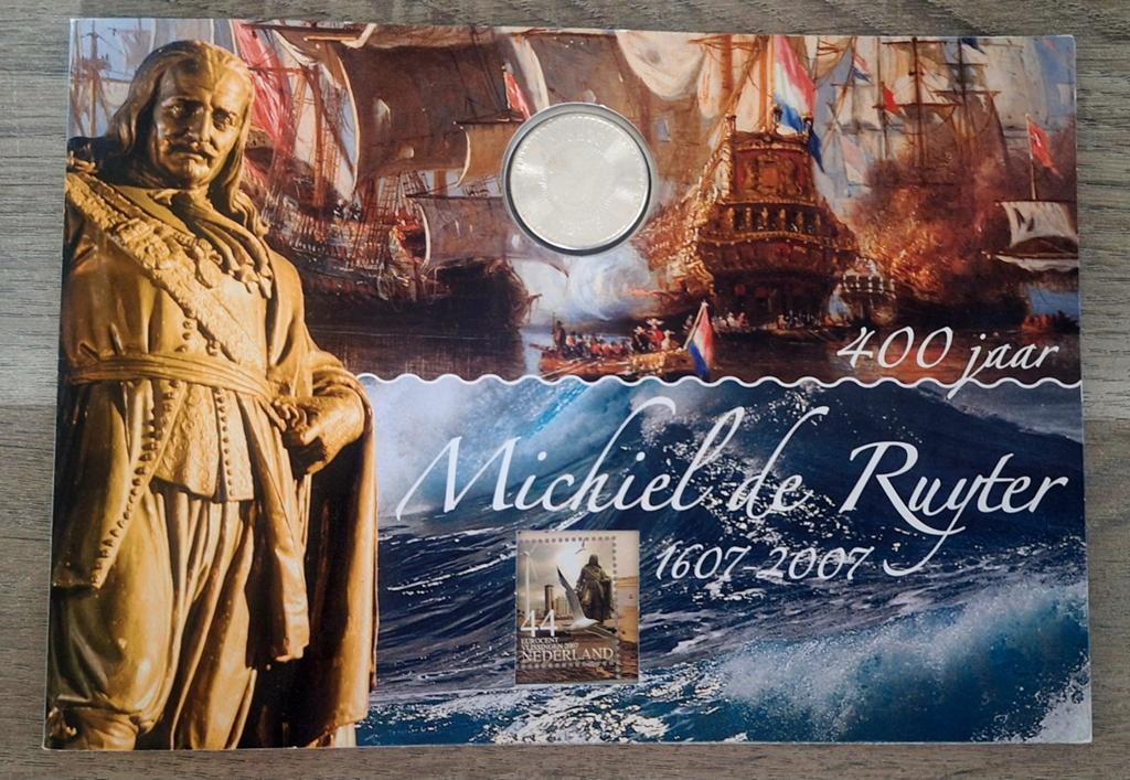 Postzegels en munt 400 jaar Michiel de Ruyter, Ophalen of Verzenden, Koningin Beatrix, Euro's, Setje