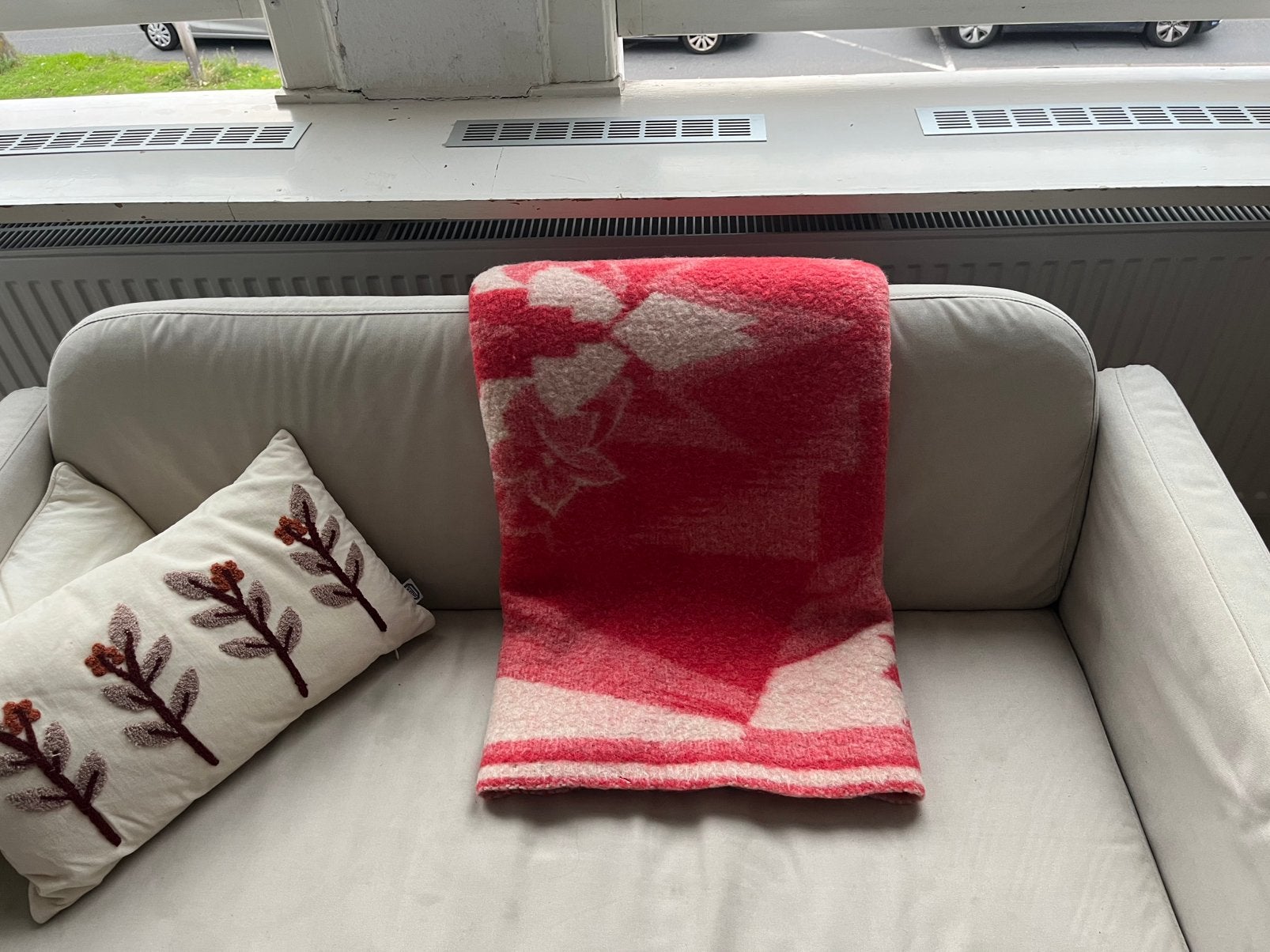 Roze Vintage Deken/Plaid, Ophalen of Verzenden, Gebruikt, Wol, Roze